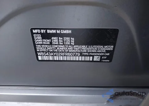 2024 BMW M3 Competition xDrive z USA, uszkodzony, nr VIN WBS43AY02RFR60779